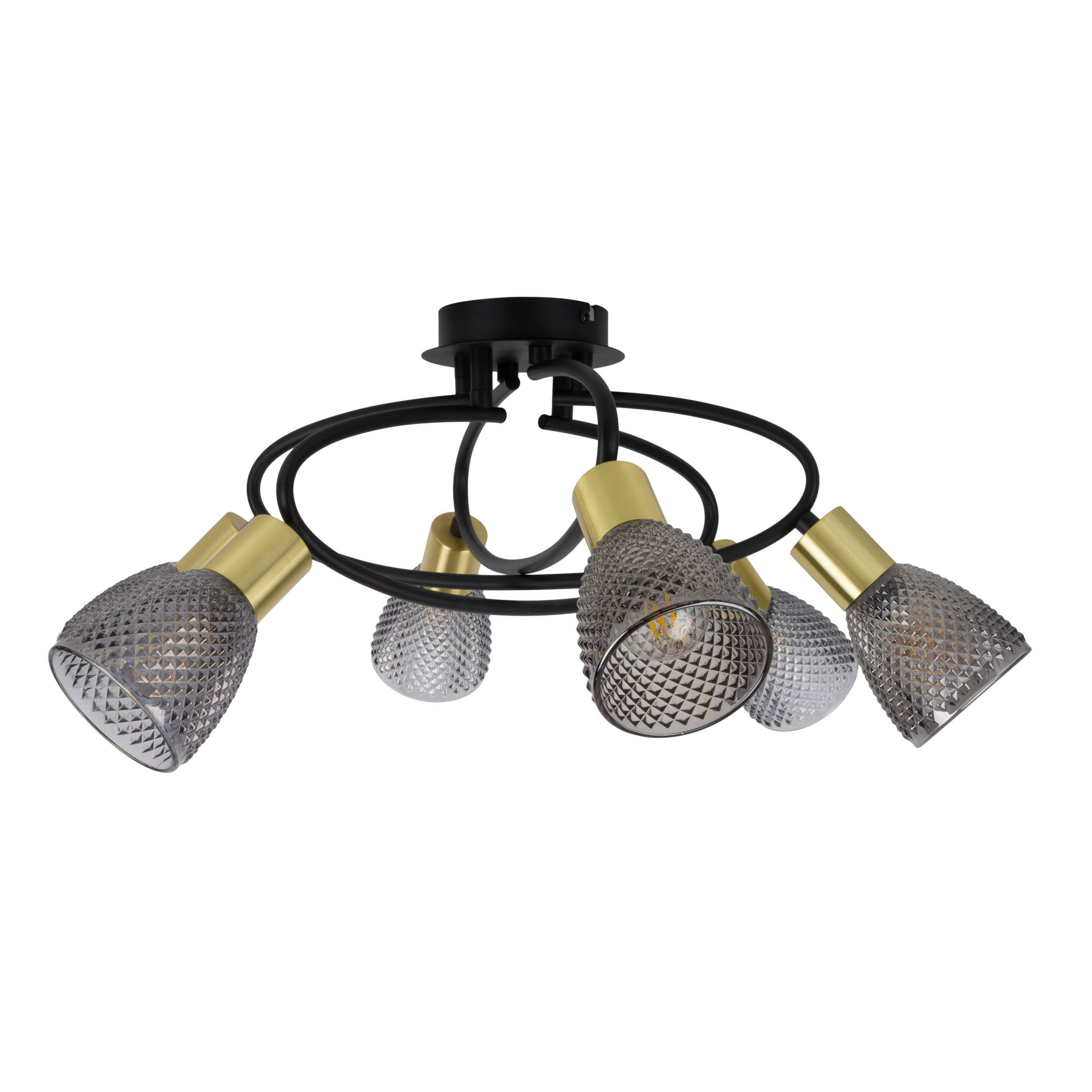 DECKENSTRAHLER LINDITA 59/26 cm   - Schwarz, LIFESTYLE, Glas/Metall (59/26cm) - Näve