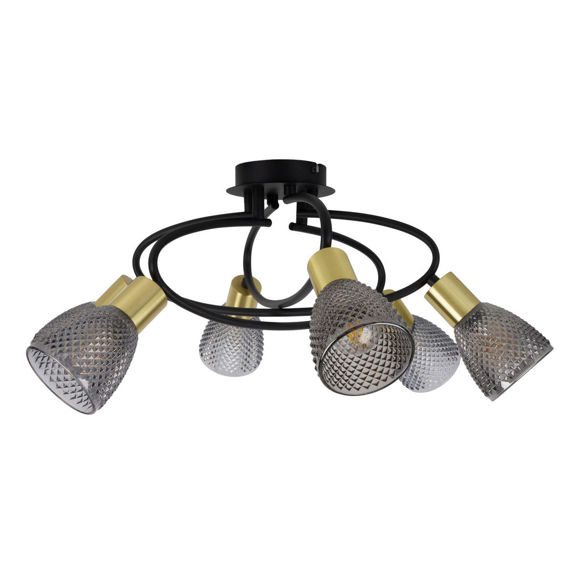 DECKENSTRAHLER LINDITA 59/26 cm   - Schwarz, LIFESTYLE, Glas/Metall (59/26cm) - Näve