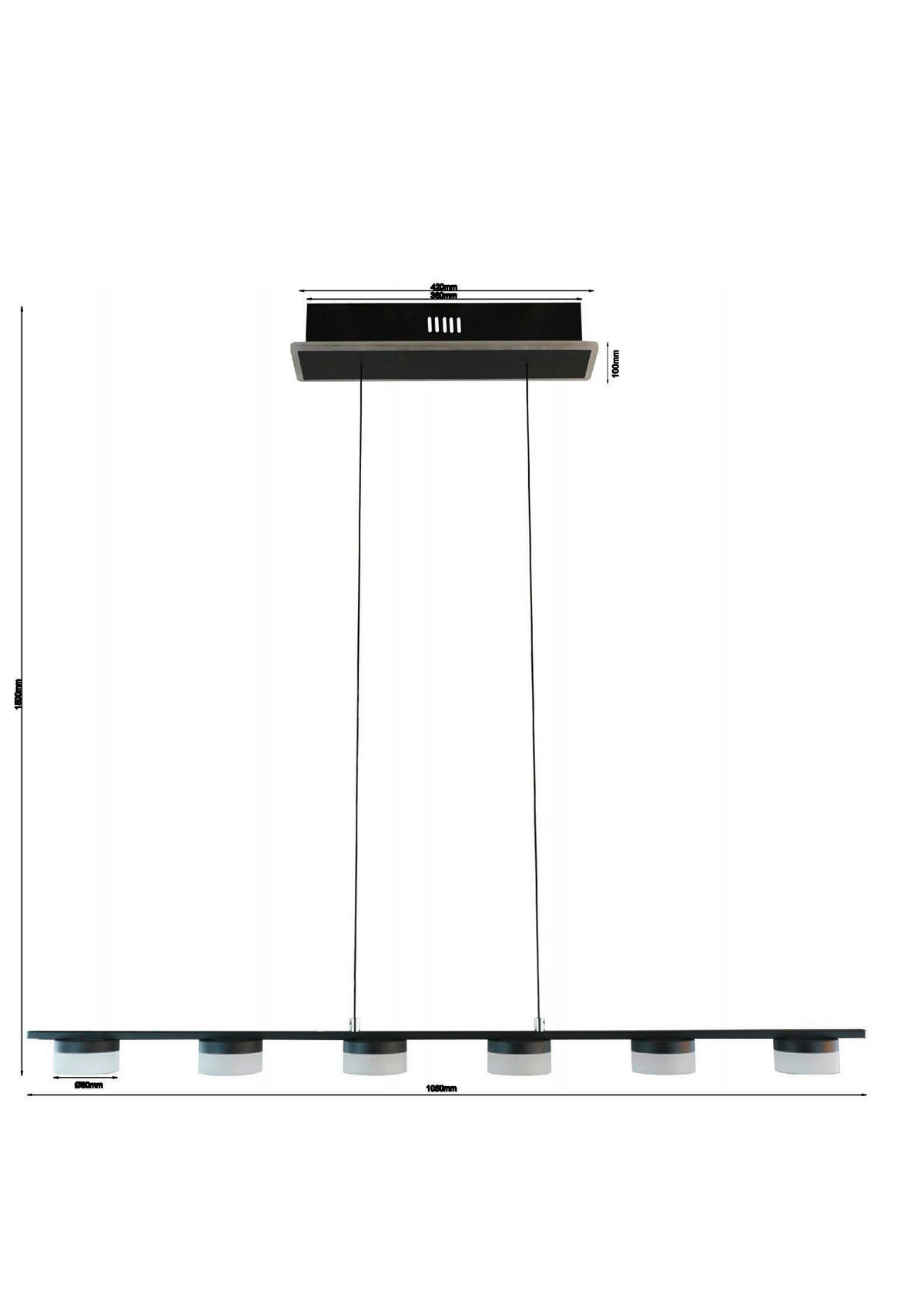 LED-HÄNGELEUCHTE 105/10/150 cm  - Schwarzchrom, Design, Kunststoff/Metall (105/10/150cm)