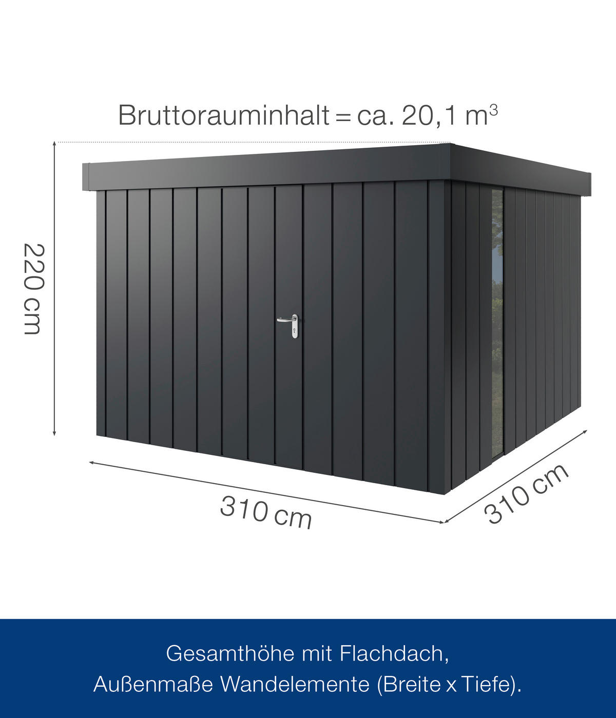 GERÄTEHAUS 325/220/323 cm  - Anthrazit, Basics, Metall (325/220/323cm)