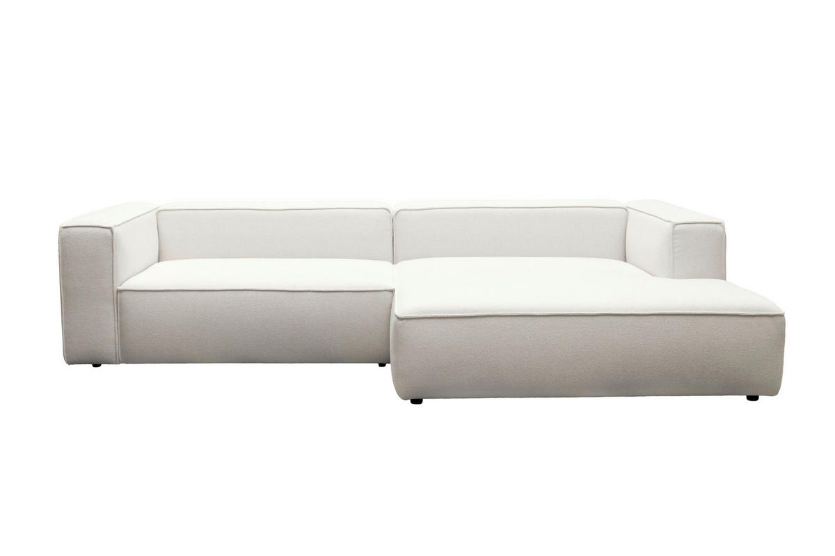 ECKSOFA Weiß Chenille Rücken echt  - Schwarz/Weiß, MODERN, Kunststoff/Textil (296/185cm) - Hom`in