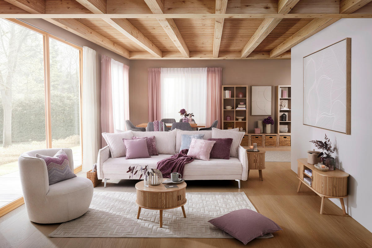 BIG SOFFA i vit  - vit/kromfärg, Modern, metall/trämaterial (241/90/117cm) - Carryhome