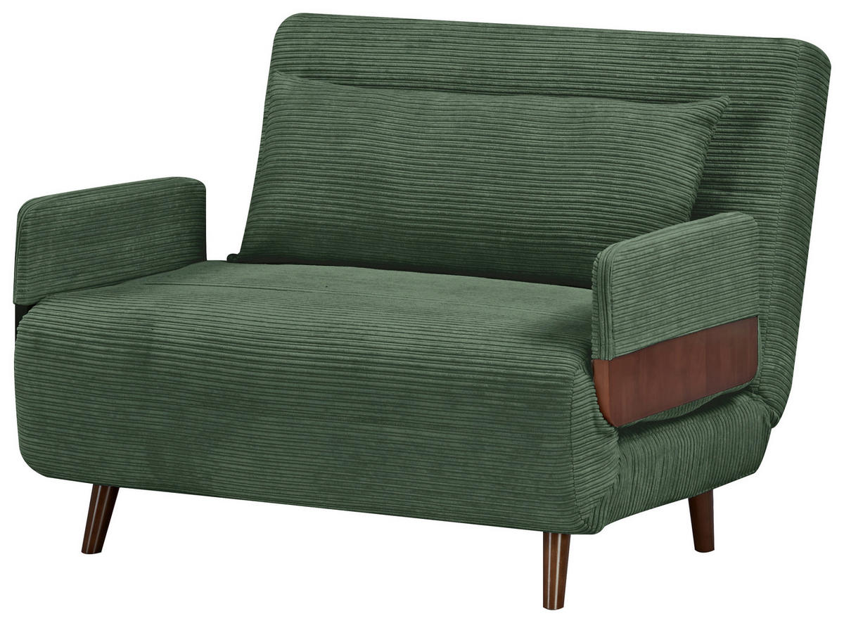 SCHLAFSESSEL Cord Grün    - Hellbraun/Grün, MODERN, Holz/Textil (107/82/91cm) - Livetastic
