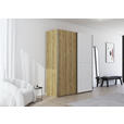 SCHWEBETÜRENSCHRANK 180/223/68 cm 2-türig Weiß, Eichefarben, Chromfarben  - Chromfarben/Eichefarben, Design, Glas/Holz (180/223/68cm) - Novel