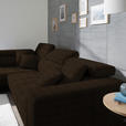 ECKSOFA in Mikrofaser Dunkelbraun  - Chromfarben/Dunkelbraun, Design, Textil/Metall (207/301cm) - Xora