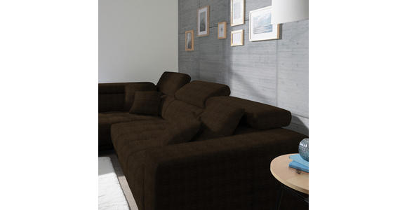 ECKSOFA in Mikrofaser Dunkelbraun  - Chromfarben/Dunkelbraun, Design, Textil/Metall (207/301cm) - Xora