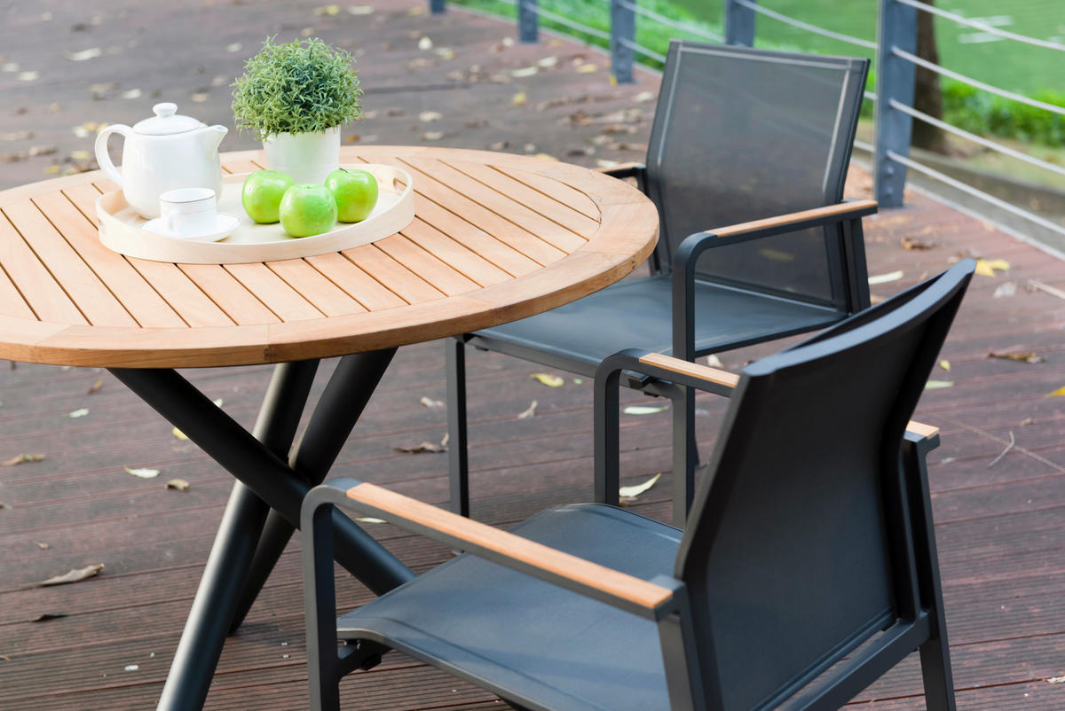 STAPELSESSEL Holz, Metall, Textil Anthrazit  - Anthrazit/Teakfarben, Modern, Holz/Textil (55/85/61cm) - Zebra 