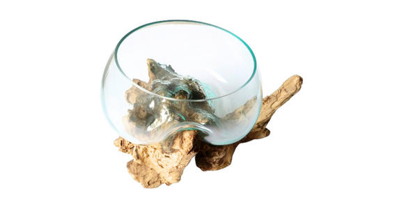 VASE 21 cm  - Klar/Ecru, LIFESTYLE, Glas/Holz (34/27/21cm) - Ambia Home