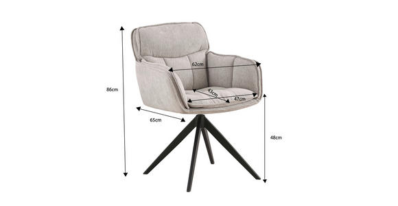 ARMLEHNSTUHL  Sitzfläche 360° drehbar, inklusive Armlehnen Webstoff  Schwarz, Beige  - Beige/Schwarz, Design, Textil/Metall (62/86/65cm) - Hom`in