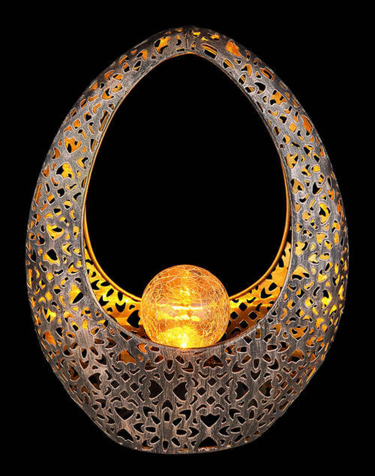 SOLCELLSLAMPA - klar/bronsfärgad, Design, metall/glas (21,5/9,5/27,5cm) - Globo
