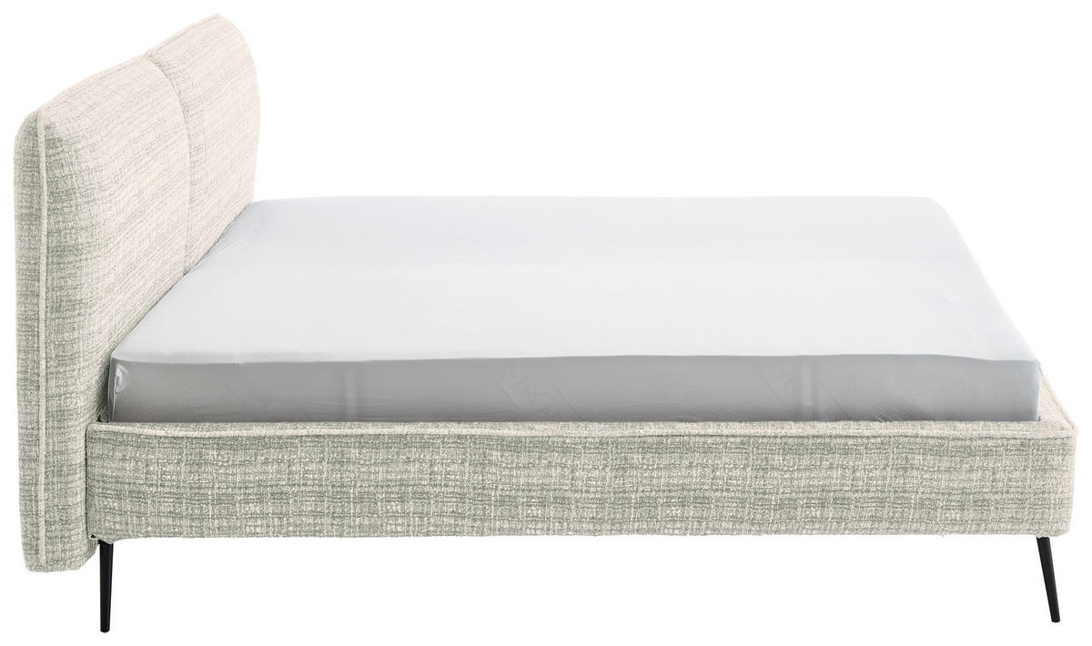 POLSTERBETT 180/200 cm  in Hellgrau  - Hellgrau/Schwarz, Modern, Textil/Metall (180/200cm) - Livetastic