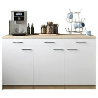 BÄNKSKÅP 150/85/60 cm  i vit, ekfärgad  - vit/silver, Basics, metall/trämaterial (150/85/60cm) - Respekta