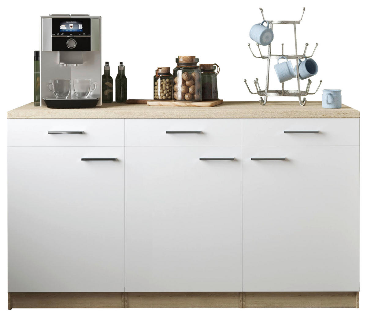 BÄNKSKÅP 150/85/60 cm  i vit, ekfärgad  - vit/silver, Basics, metall/trämaterial (150/85/60cm) - Respekta