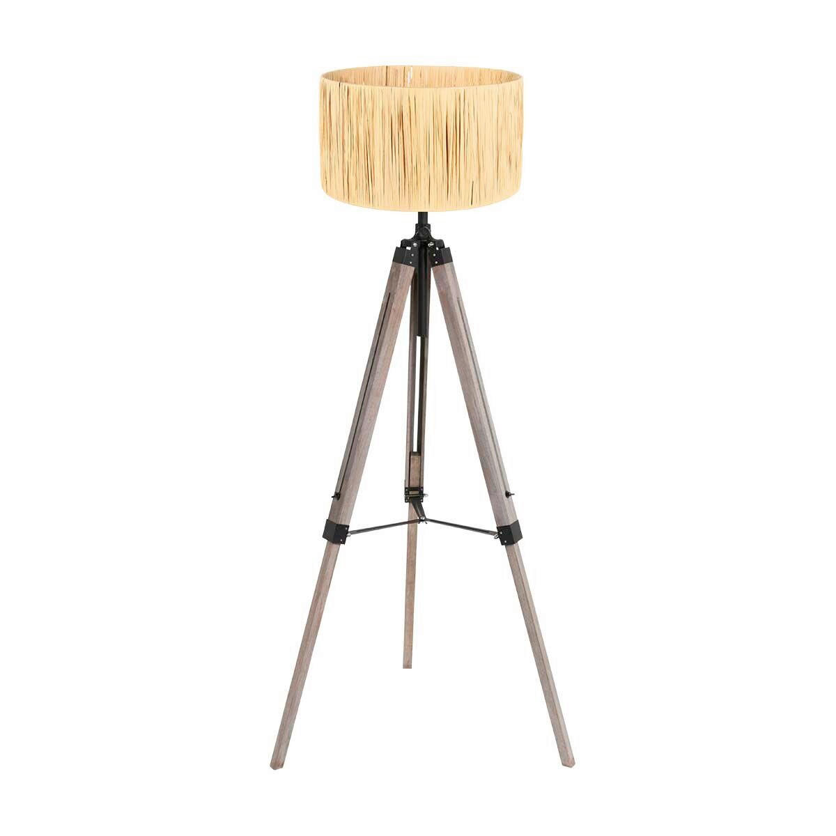 STEHLEUCHTE - Beige/Eiche grau, Trend, Naturmaterialien/Holz (75/170/75cm)