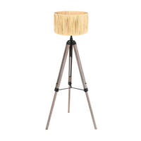 STEHLEUCHTE - Beige/Eiche grau, Trend, Naturmaterialien/Holz (75/170/75cm)