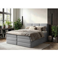 BOXSPRINGBETT 180/200 cm,  in Grau, Bettkasten, Topper, H2 + H3 = mittel + fest  - Schwarz/Grau, MODERN, Holz/Holzwerkstoff (180/200cm) - MID.YOU