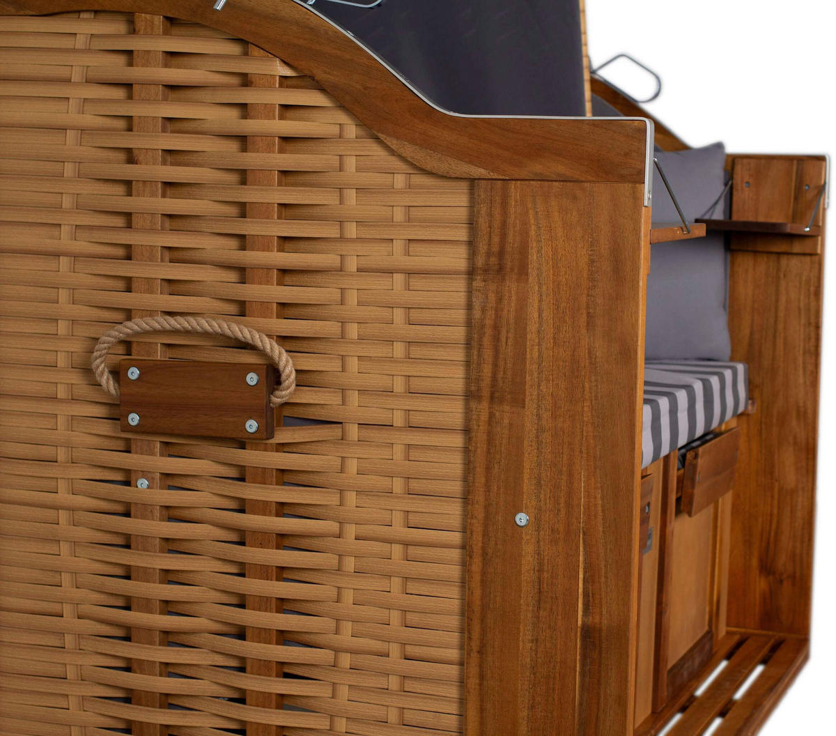 STRANDKORB Naturfarben, Hellgrau, Dunkelgrau  - Dunkelgrau/Hellgrau, Basics, Holz/Textil (120/165/80cm)