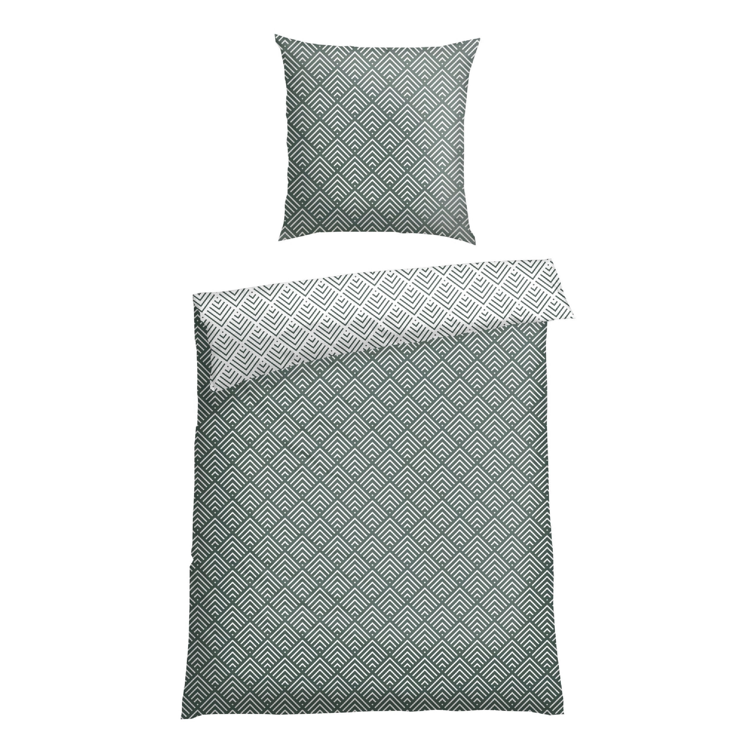 BETTWÄSCHE MABEL Renforcé 155/220 cm  - Dunkelgrün, Basics, Textil (155/220cm)