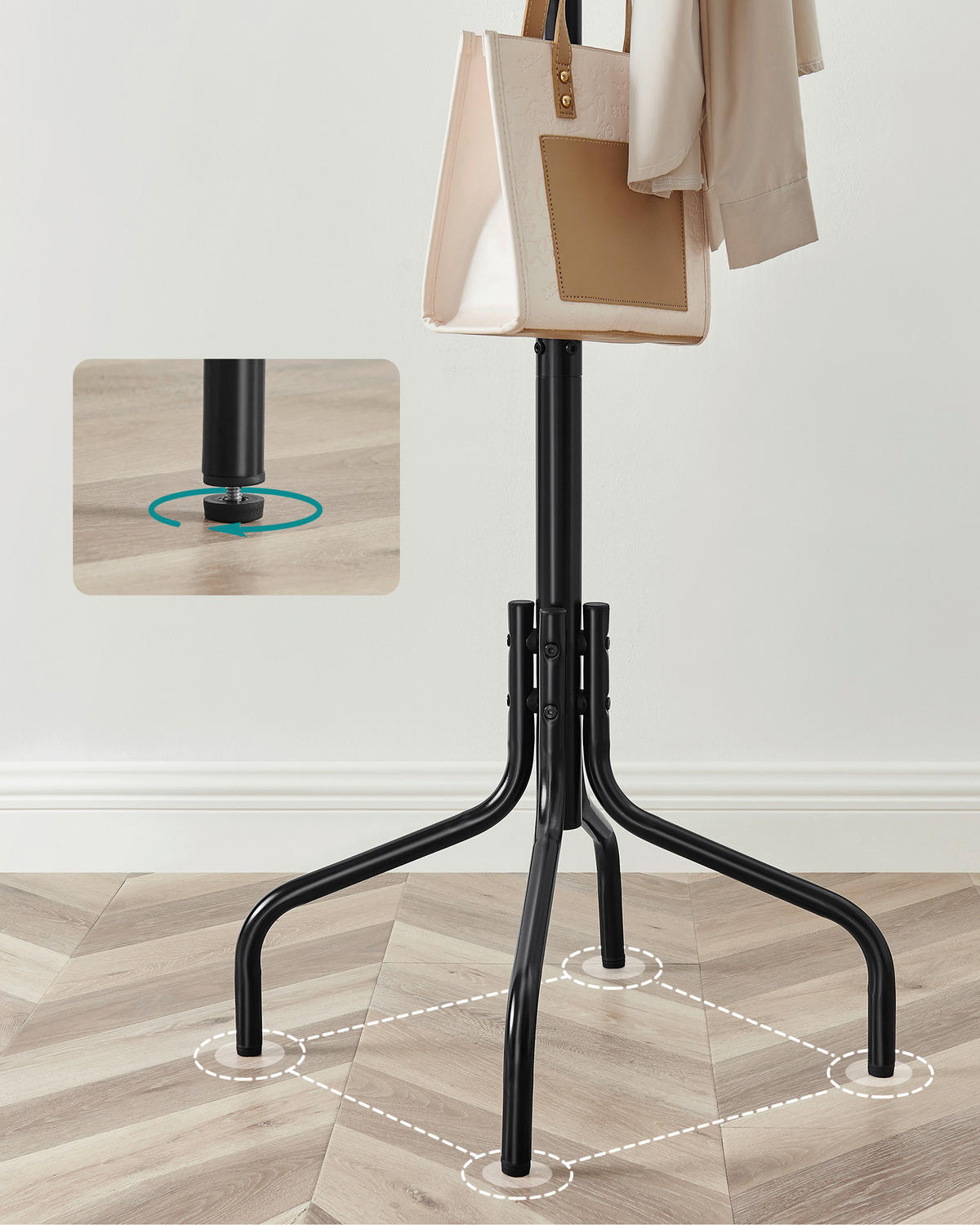 KLEIDERSTÄNDER in Schwarz 56,5/180,1/56,5 cm   - Schwarz, Trend, Holz/Kunststoff (56,5/180,1/56,5cm) - Boxxx