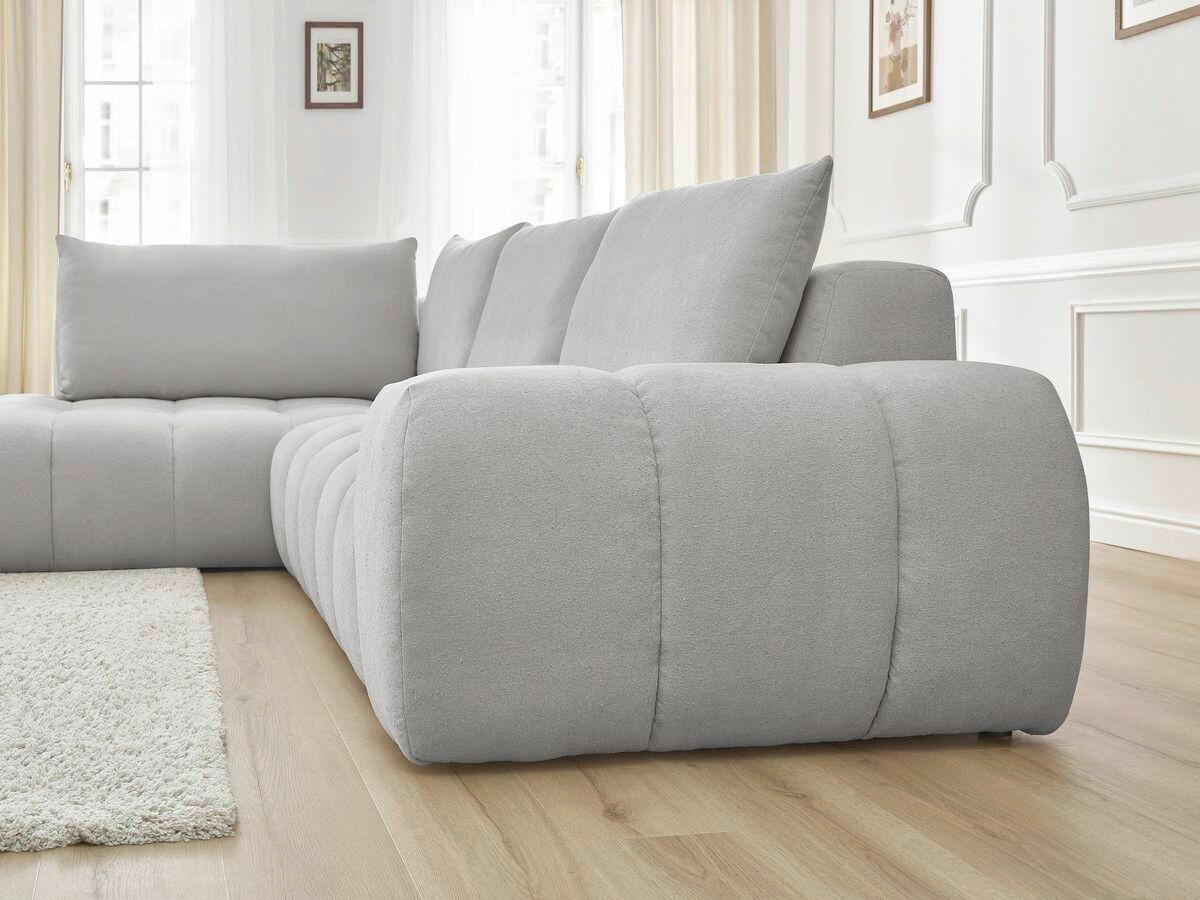 ECKSOFA Ottomane links  EVEREST Hellgrau Struktur  - Hellgrau/Schwarz, MODERN, Kunststoff/Textil (210/352cm)