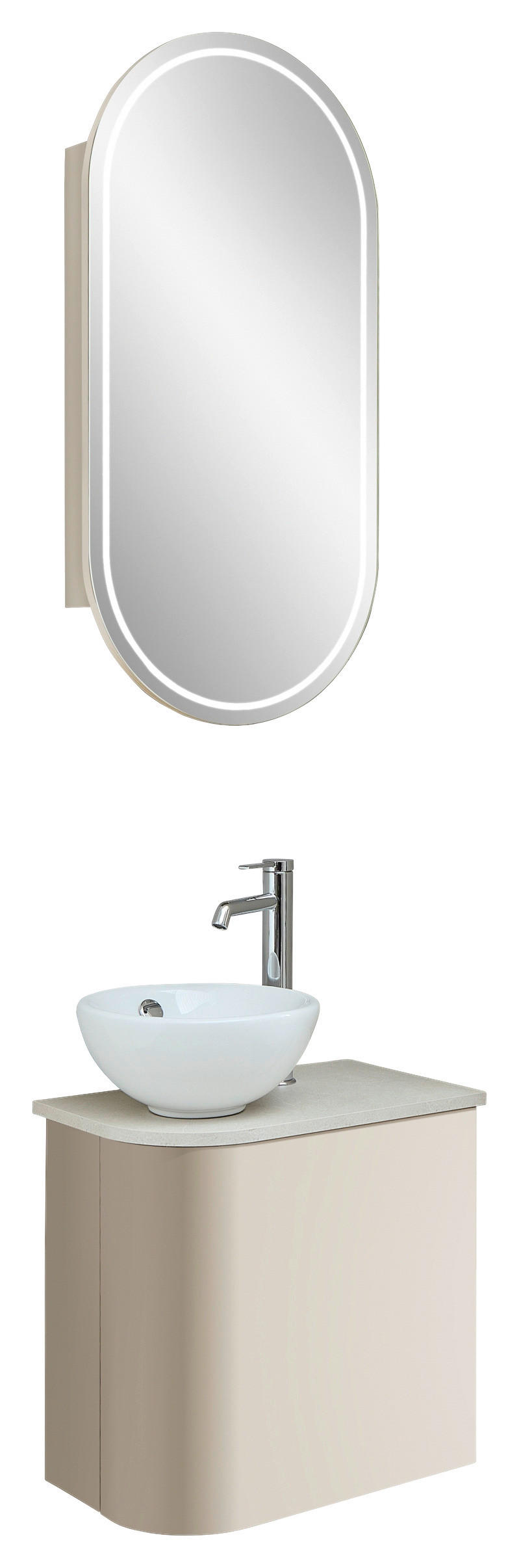 GÄSTEBAD 50,3 cm  - Sandfarben/Kaschmir, Natur, Glas/Keramik (50,3cm) - Sadena