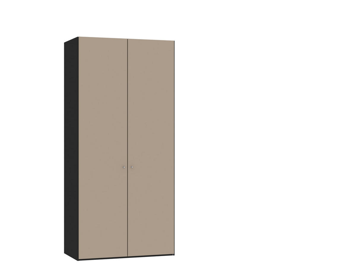 DREHTÜRENSCHRANK in Schwarz, Hellbraun  - Hellbraun/Silberfarben, Design, Glas/Holzwerkstoff (102/220/40cm) - Jutzler
