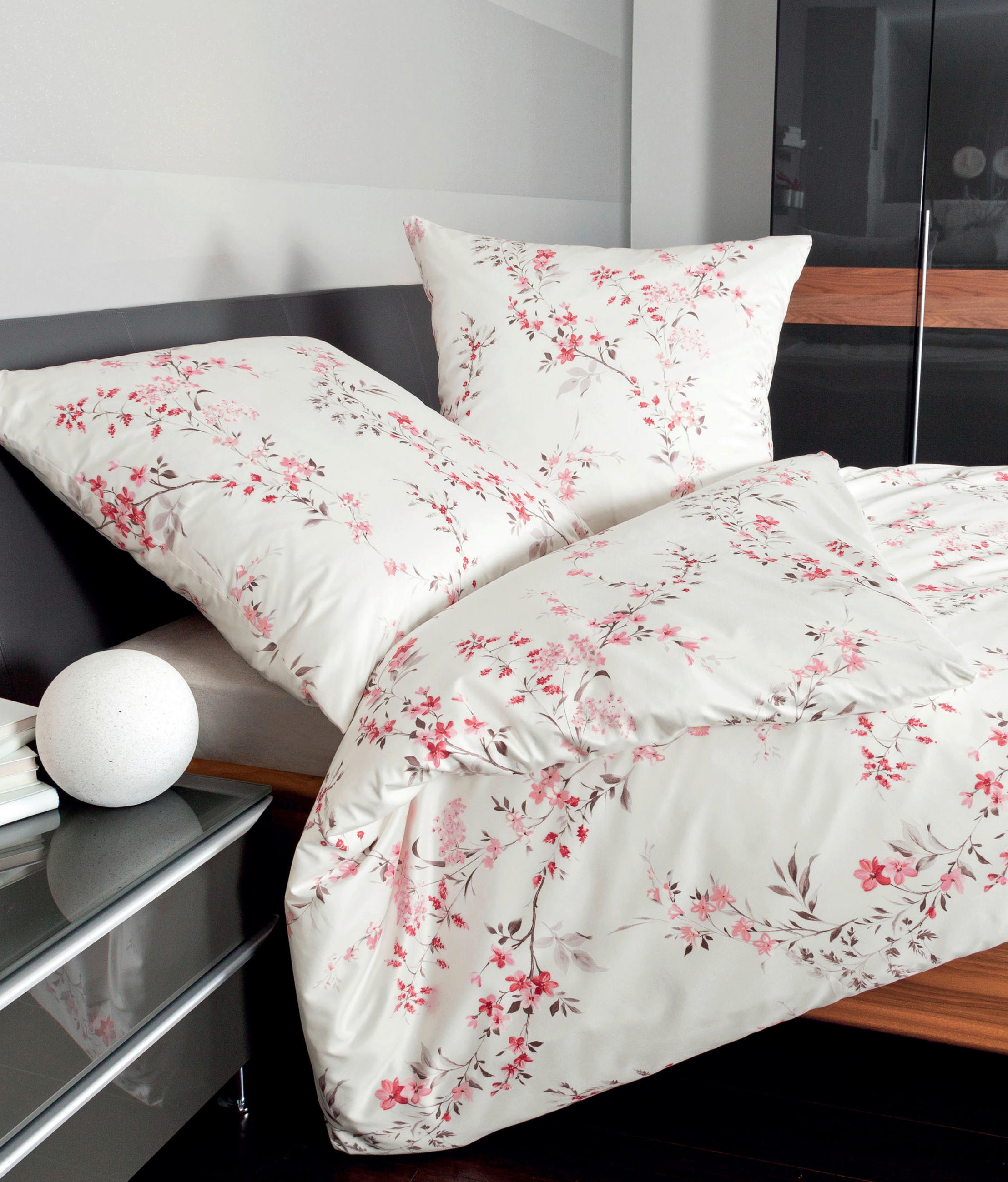 BETTWÄSCHE Biber 155/220 cm  - Beige/Rot, Design, Textil (155/220cm) - Janine