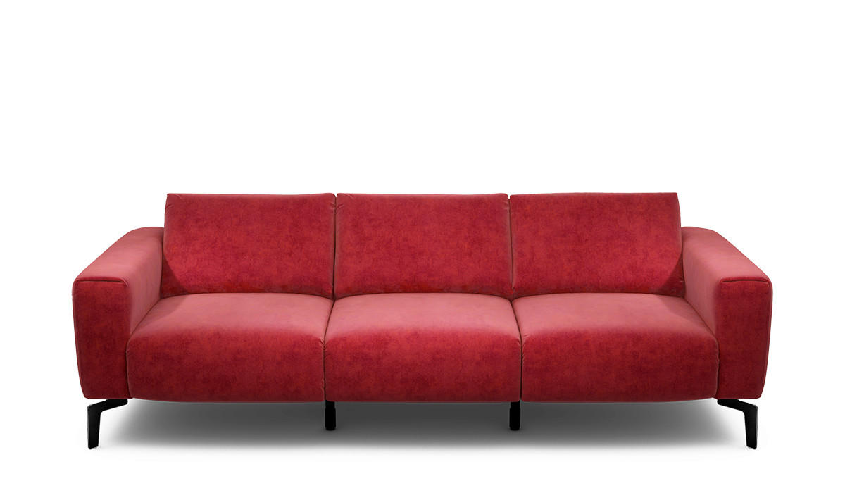 3-SITZER-SOFA Samt Rot  - Rot/Schwarz, Design, Textil/Metall (250/86/86-94cm) - SENSOO