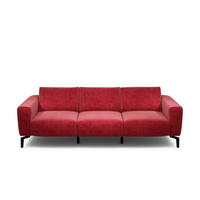3-SITZER-SOFA Samt Rot  - Rot/Schwarz, Design, Textil/Metall (250/86/86-94cm) - SENSOO
