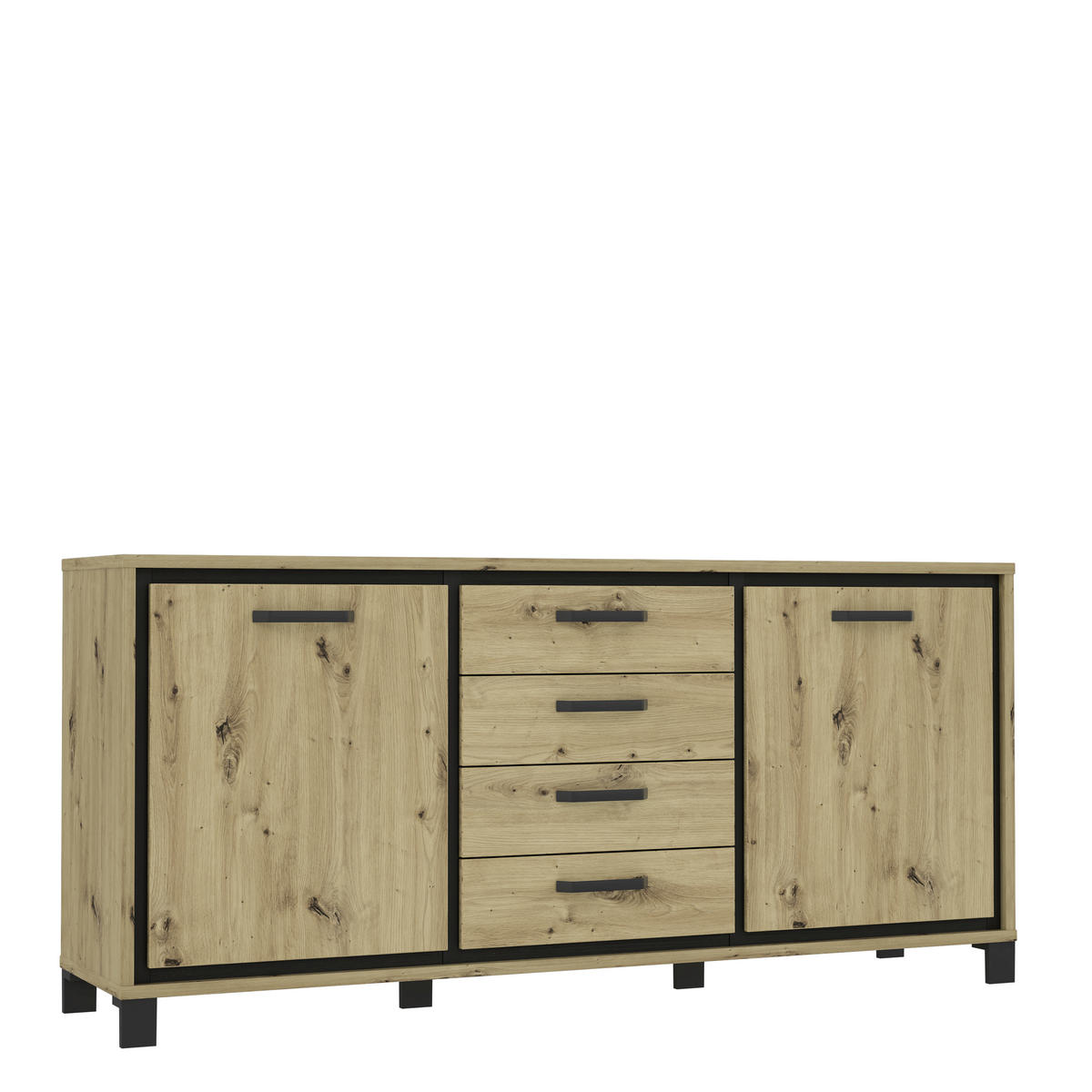 SIDEBOARD  in Schwarz, Eichefarben  - Eichefarben/Schwarz, Basics, Holzwerkstoff/Kunststoff (178.4cm) - Livetastic