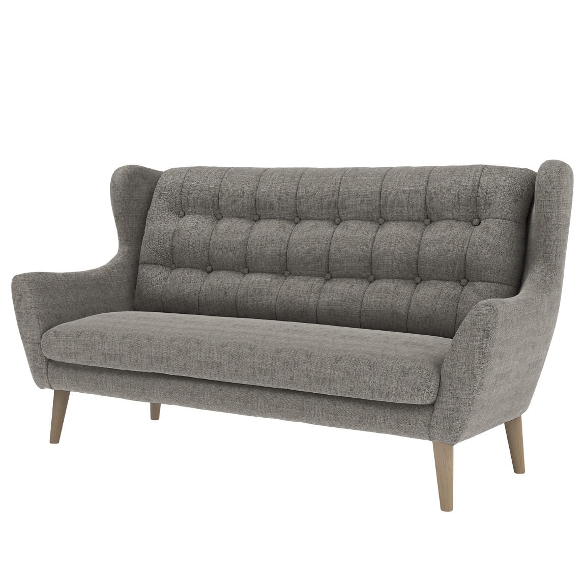 3-SITZER-SOFA in Webstoff Dunkelgrau  - Eichefarben/Dunkelgrau, KONVENTIONELL, Holz/Textil (197/107/94cm) - Trendmanufaktur