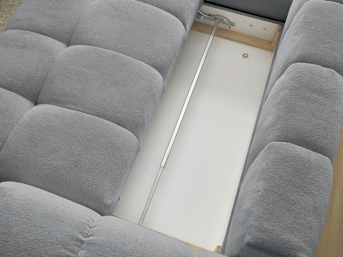 ECKSCHLAFSOFA EVEREST  mit Rücken echt, Armteil links, Armteil rechts Flachgewebe Dunkelgrau  - Dunkelgrau/Schwarz, MODERN, Kunststoff/Textil (320/212cm)