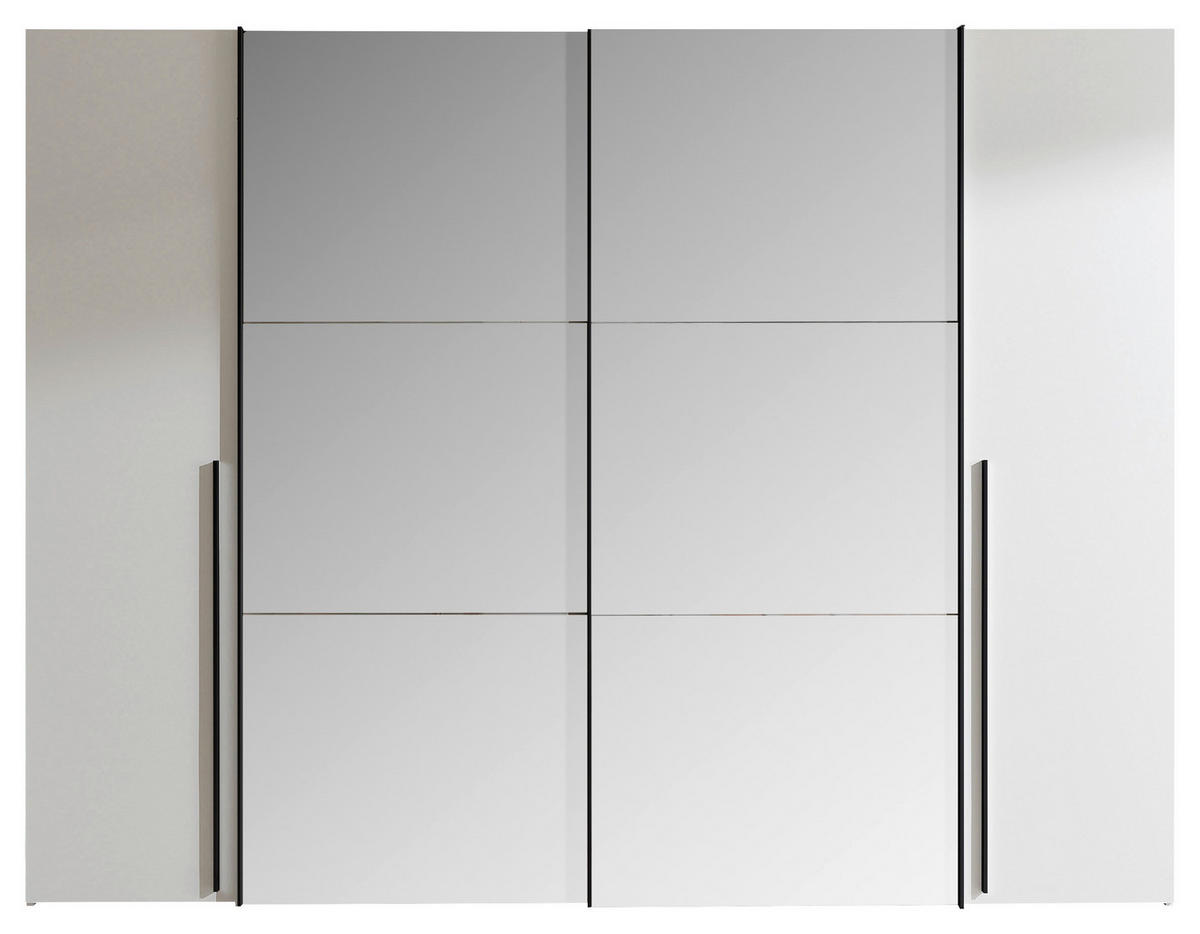 KOMBISCHRANK 267/205/57 cm 4-türig  - Alufarben/Weiß, MODERN, Glas/Holzwerkstoff (267/205/57cm) - Livetastic