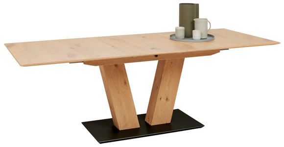 ESSTISCH in Holz, Holzwerkstoff 180-220/90/75 cm  - Eichefarben/Schwarz, Design, Holz/Holzwerkstoff (180-220/90/75cm) - Dieter Knoll