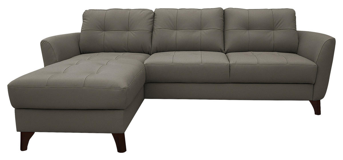ECKSOFA in Lederlook Echtleder Schlammfarben  - Schlammfarben/Buchefarben, Design, Leder/Holz (238/168cm) - Livetastic