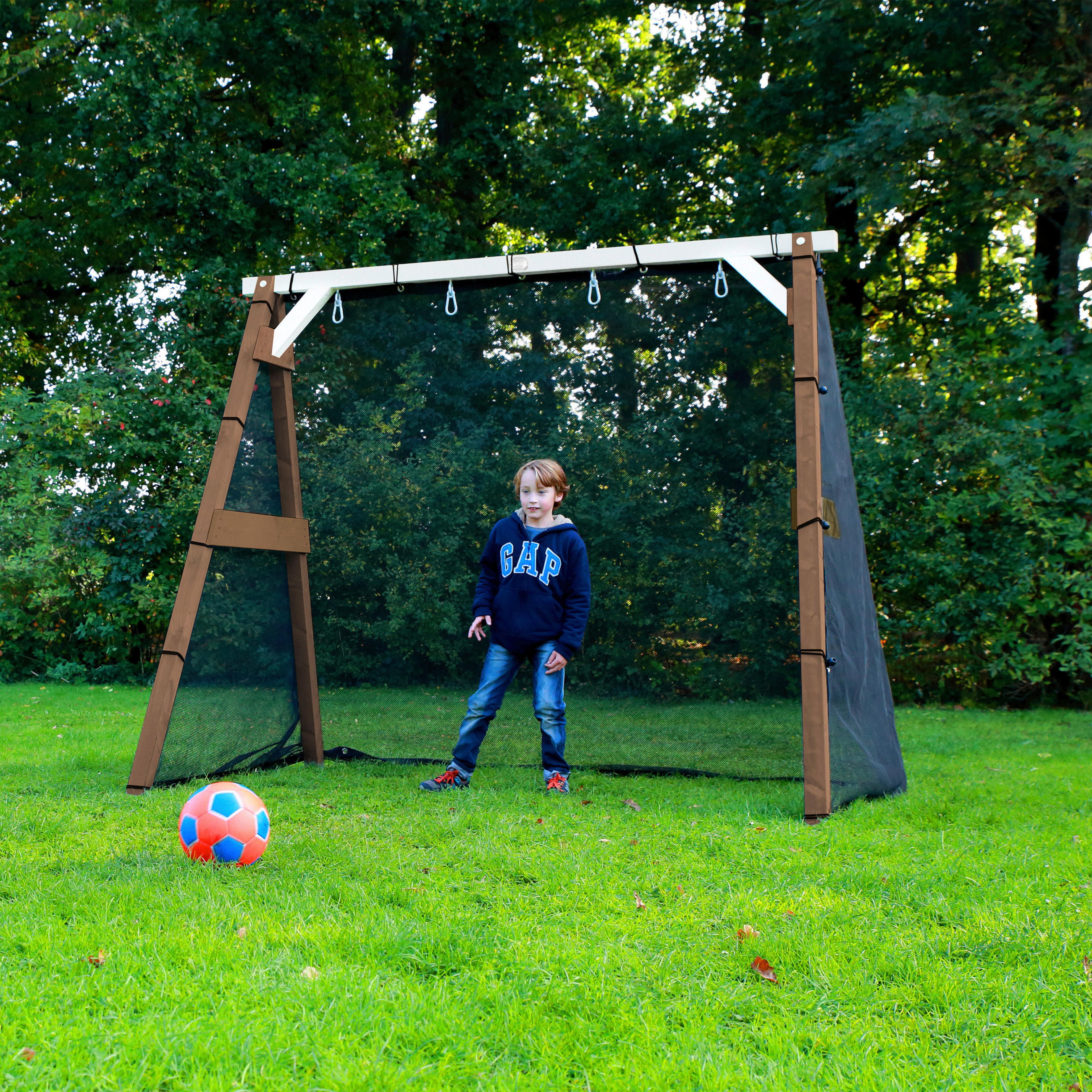 FUßBALLTOR  - Braun/Weiß, KONVENTIONELL, Holz (254/207/160cm) - Ambia Garden