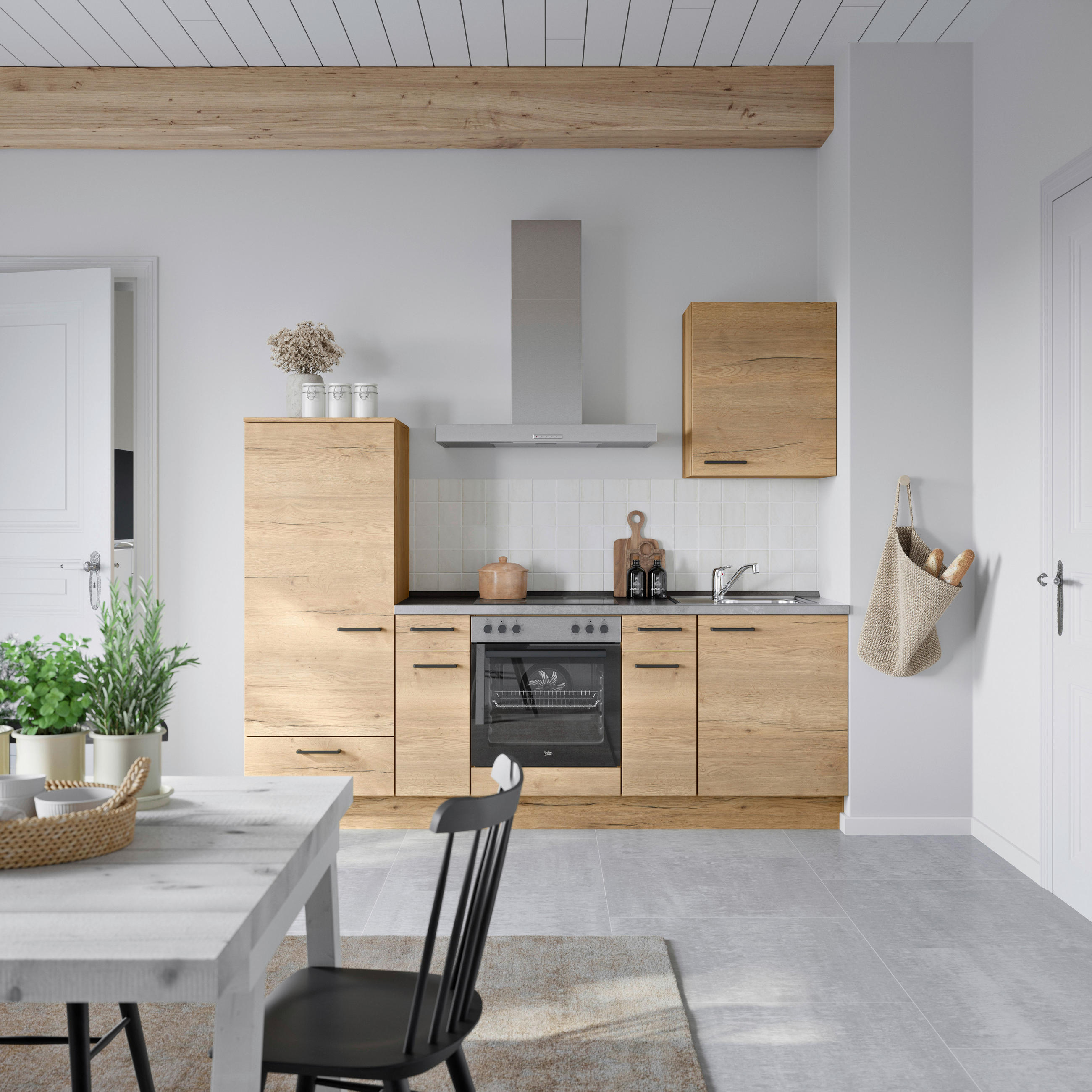 KÜCHENBLOCK 240 cm   in Eichefarben, Schieferfarben  - Schieferfarben/Eichefarben, MODERN, Holzwerkstoff/Metall (240cm) - Nobilia
