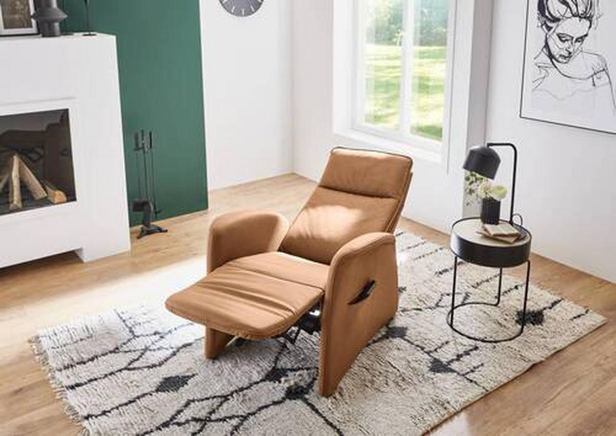 FERNSEHSESSEL in Honig  - Schwarz/Honig, Design, Leder/Kunststoff (79/114/87-176cm) - Valdera