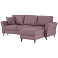 ECKSOFA in Velours Rosa  - Schwarz/Rosa, KONVENTIONELL, Holz/Textil (244/159cm) - Carryhome