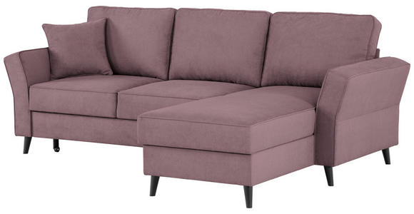 ECKSOFA in Velours Rosa  - Schwarz/Rosa, KONVENTIONELL, Holz/Textil (244/159cm) - Carryhome