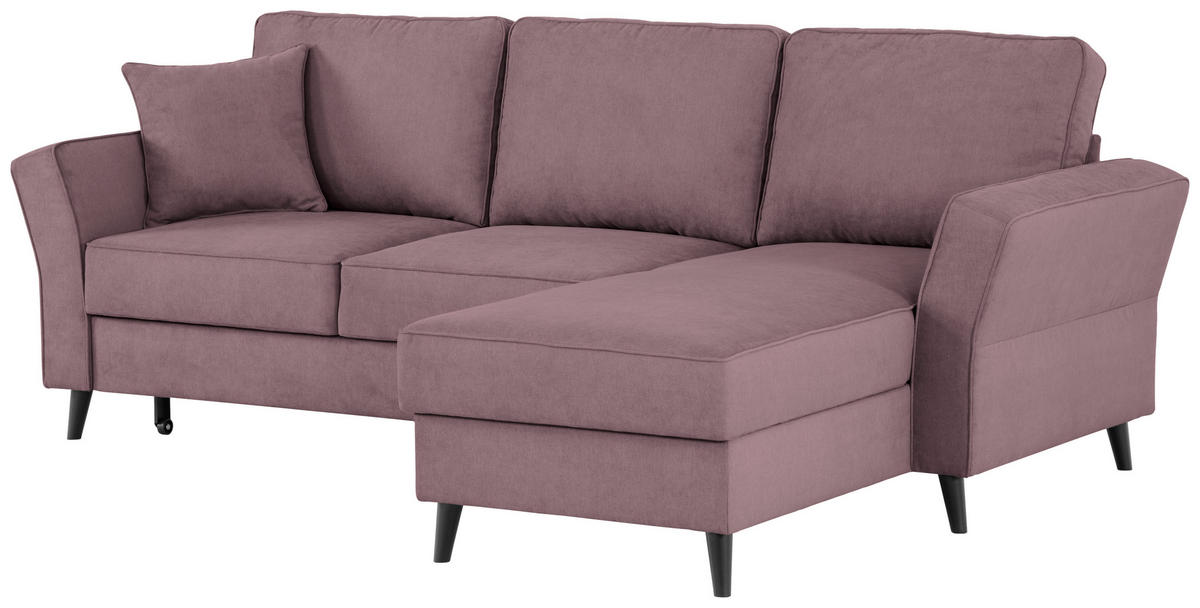 ECKSOFA in Velours Rosa  - Schwarz/Rosa, Konventionell, Holz/Textil (244/159cm) - Carryhome