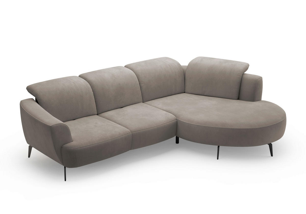 ECKSOFA ZOE E Schlammfarben Flachgewebe  - Schlammfarben/Schwarz, KONVENTIONELL, Textil/Metall (309/199cm) - Sit & More