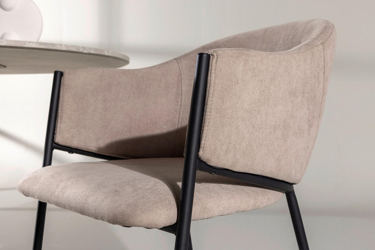 STUHL  in Stahl Metall, Textil  - Beige/Schwarz, MODERN, Textil/Metall (54/80/62cm) - Livetastic