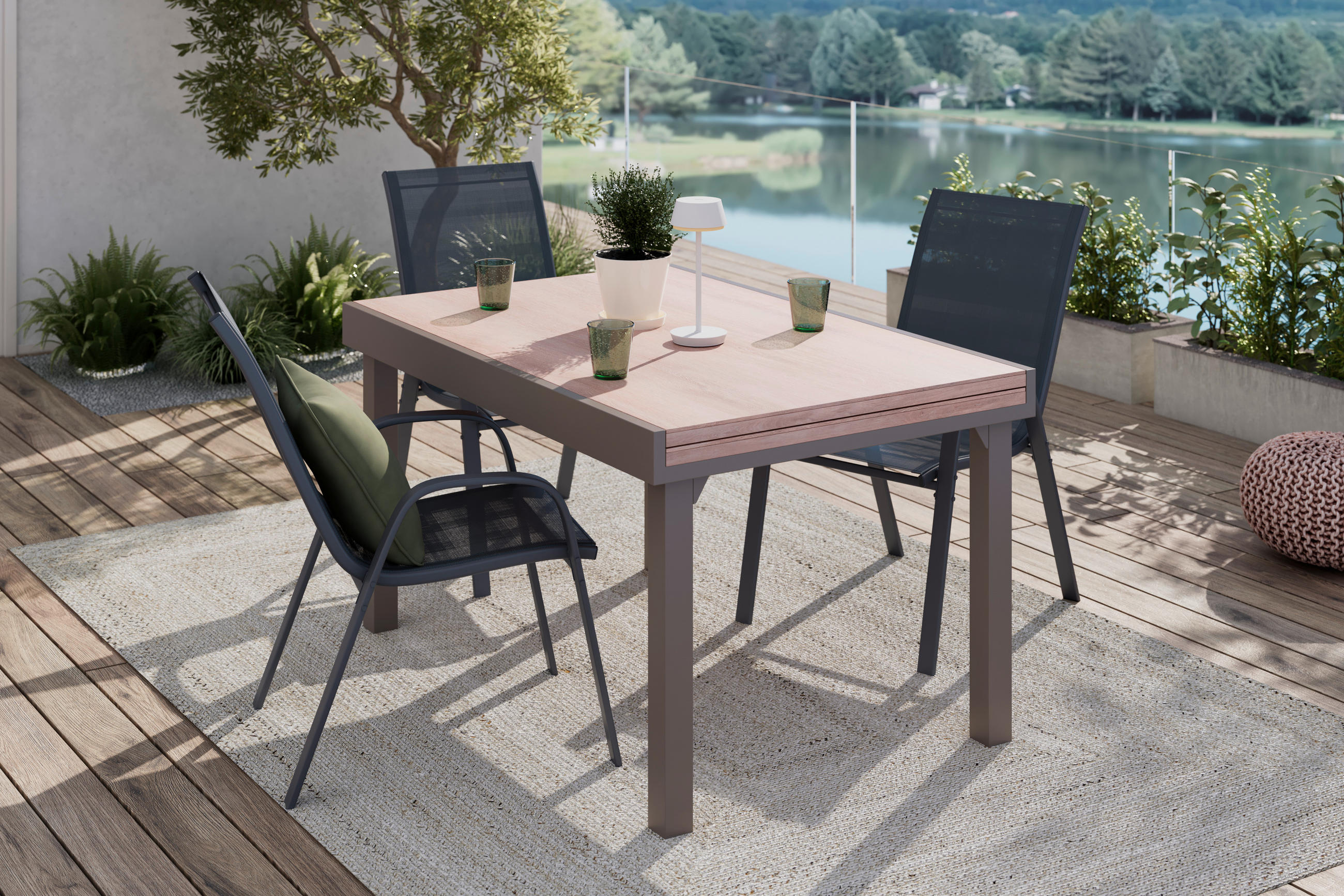GARTENTISCH Metall, Kunststoff rechteckig  - Braun, MODERN, Kunststoff/Metall (135/270/75/90cm) - Ambia Garden