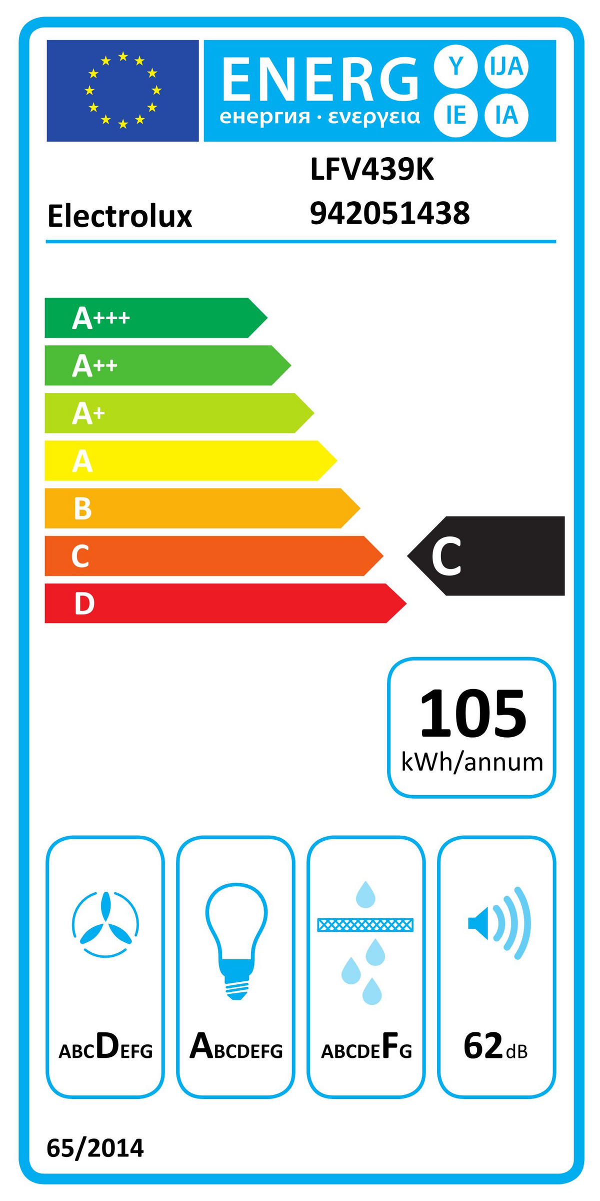 DUNSTABZUGSHAUBE LFV439K  - Schwarz, Basics, Glas/Metall (89,8/95,3/39,6cm) - Electrolux