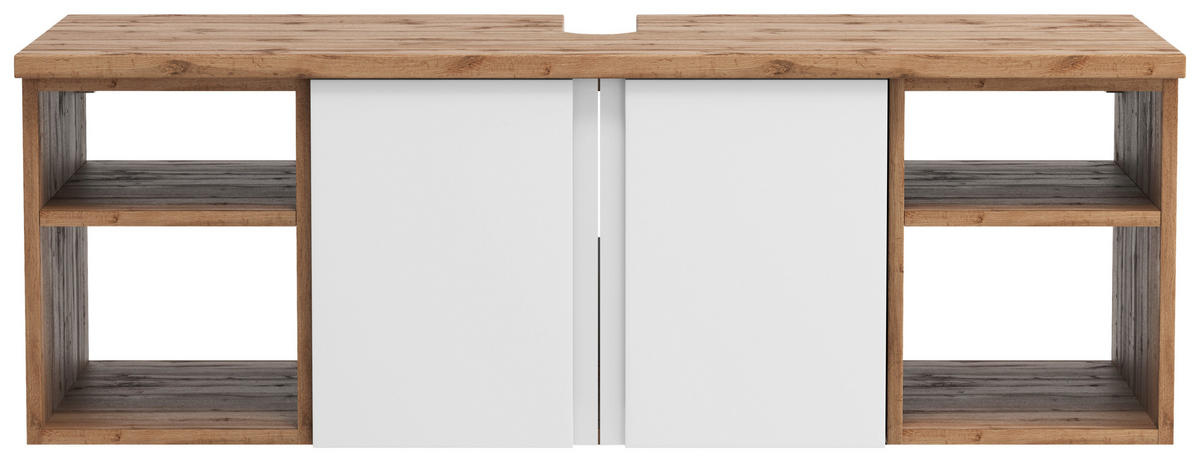 WASCHBECKENUNTERSCHRANK 120/41/47 cm  - Weiss/Eiche Wotan, Modern, Holzwerkstoff (120/41/47cm) - Held