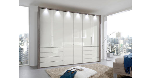 FALTTÜRENSCHRANK 300/236/58 cm 3-türig Champagner, Trüffeleichefarben  - Chromfarben/Champagner, KONVENTIONELL, Glas/Holzwerkstoff (300/236/58cm) - Venda