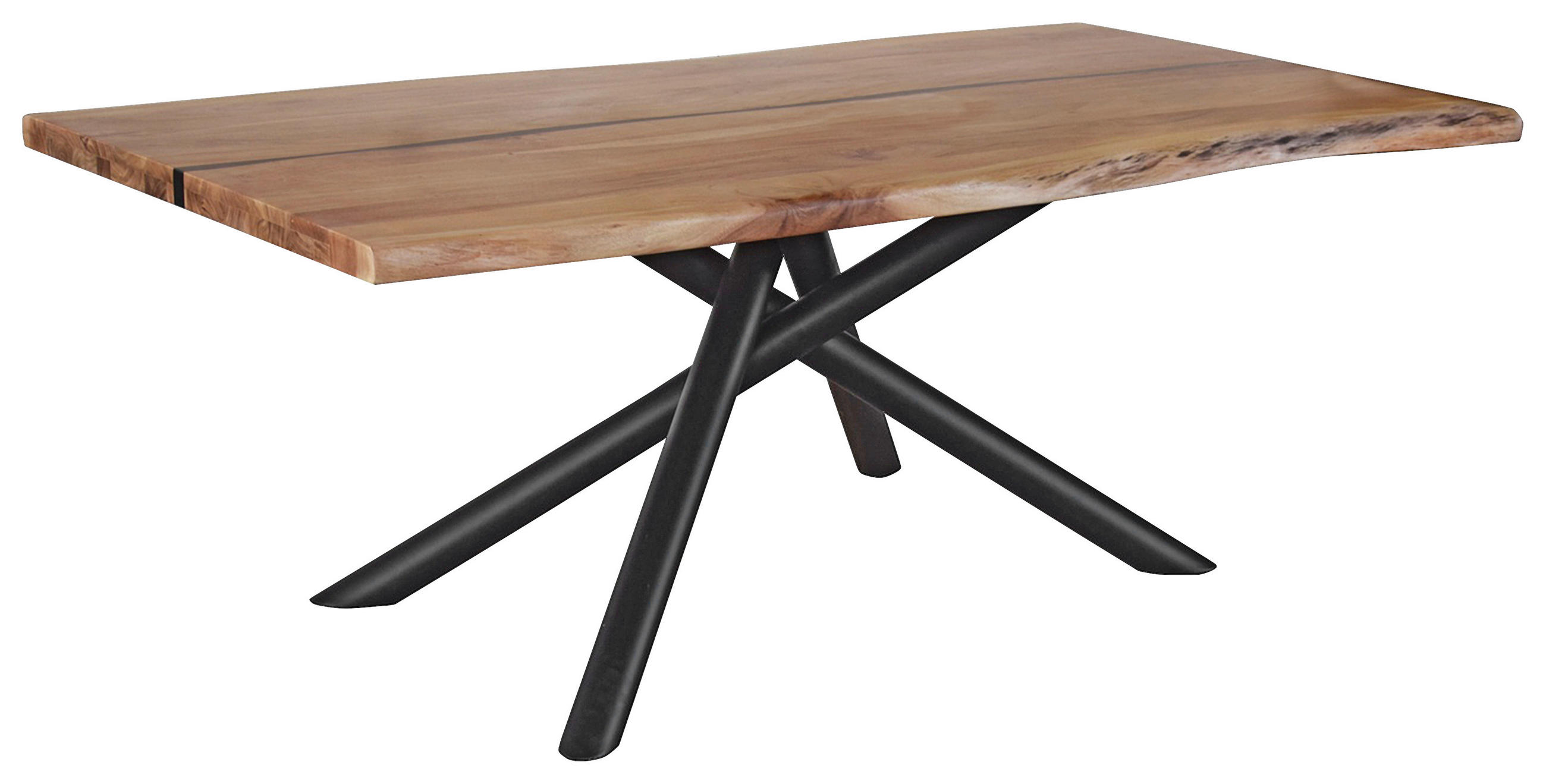 ESSTISCH in Holz, Metall 200/100/76 cm  - Schwarz/Akaziefarben, LIFESTYLE, Holz/Metall (200/100/76cm) - Landscape