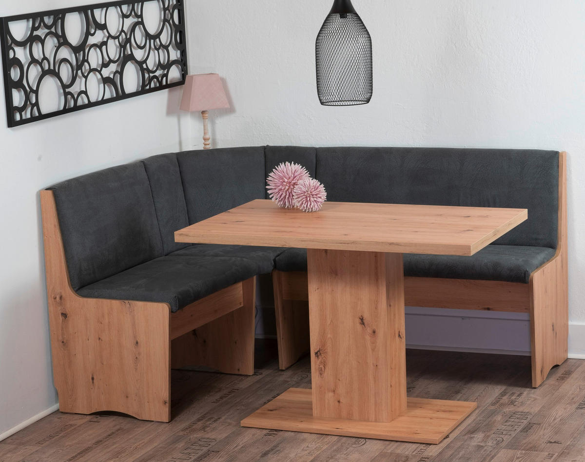 ECKBANKGRUPPE Mikrofaser Eiche Artisan, Grau  - Eiche Artisan/Grau, KONVENTIONELL, Holz/Textil (165/89/125cm) - MID.YOU