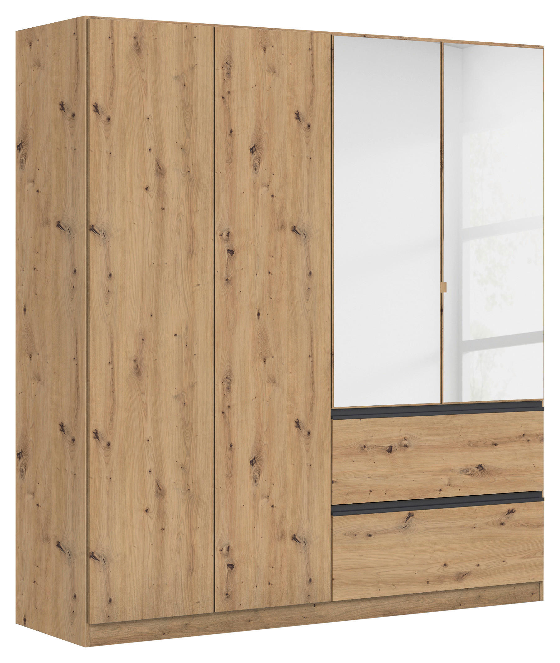 DREHTÜRENSCHRANK in Eiche Artisan  - Eiche Artisan/Grau, Modern, Holzwerkstoff (181/197/54cm) - Rauch Möbel